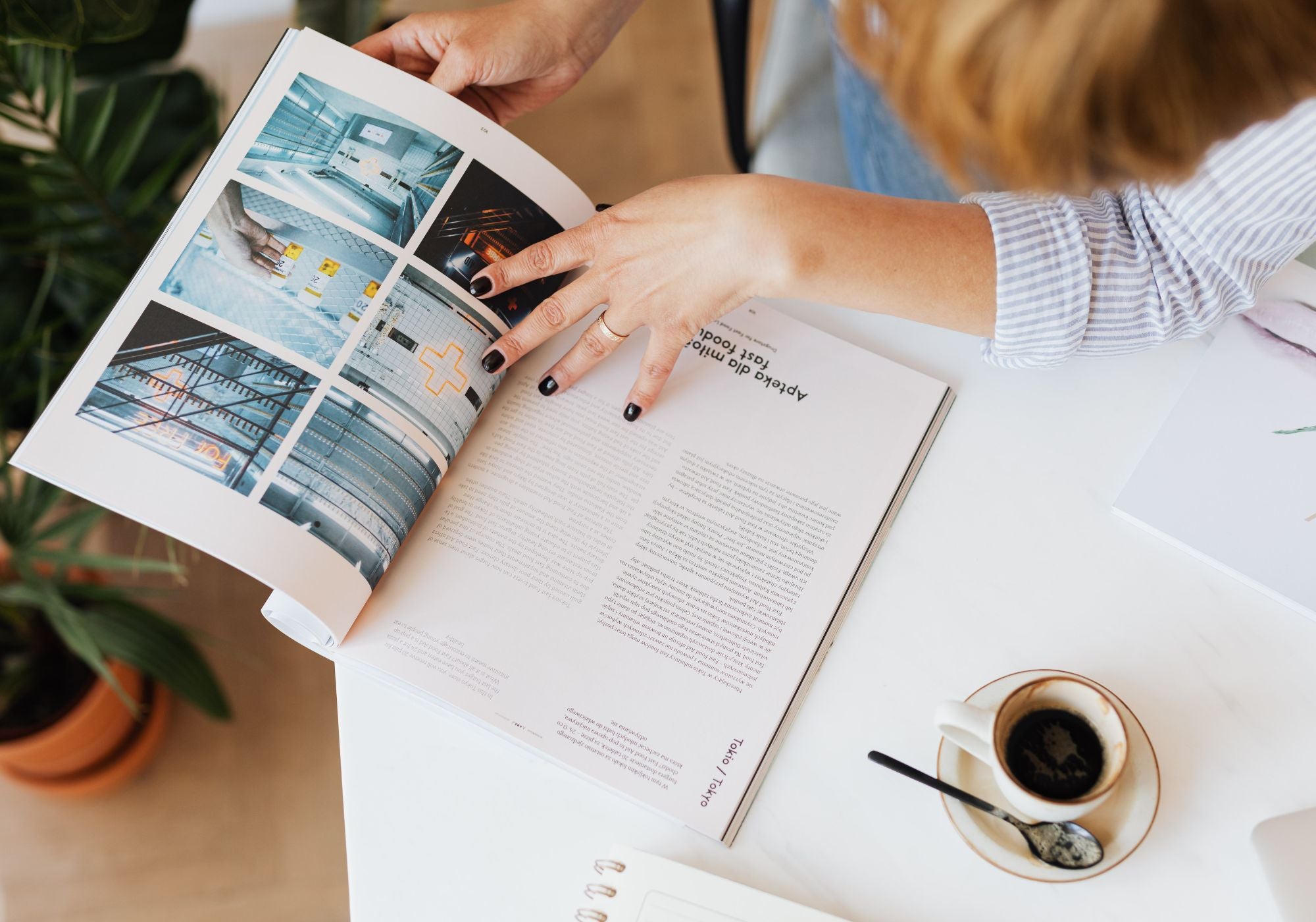 woman reading a magazine