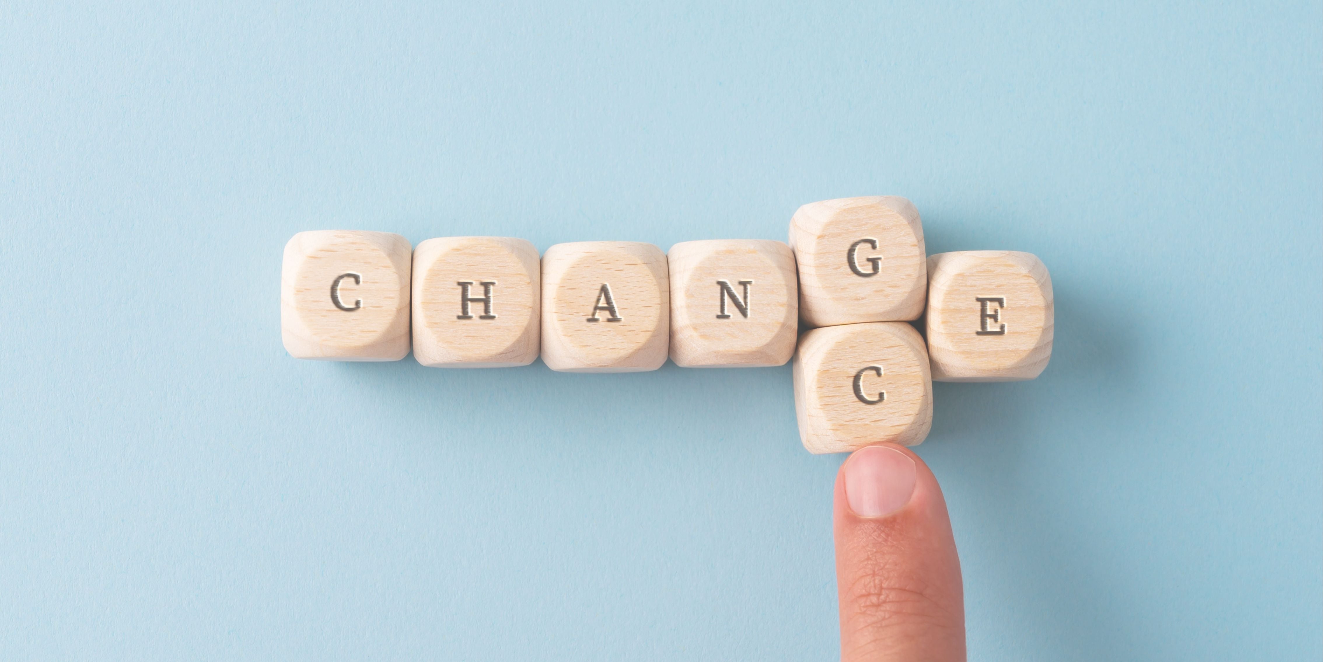 Picture of the word change in scrabble